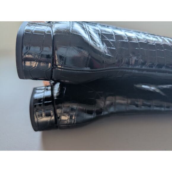 NIB Veronica Beard Cecile Croc-Embossed Tall Boot Wide-Calf Sz US 7M Black - Picture 12 of 13